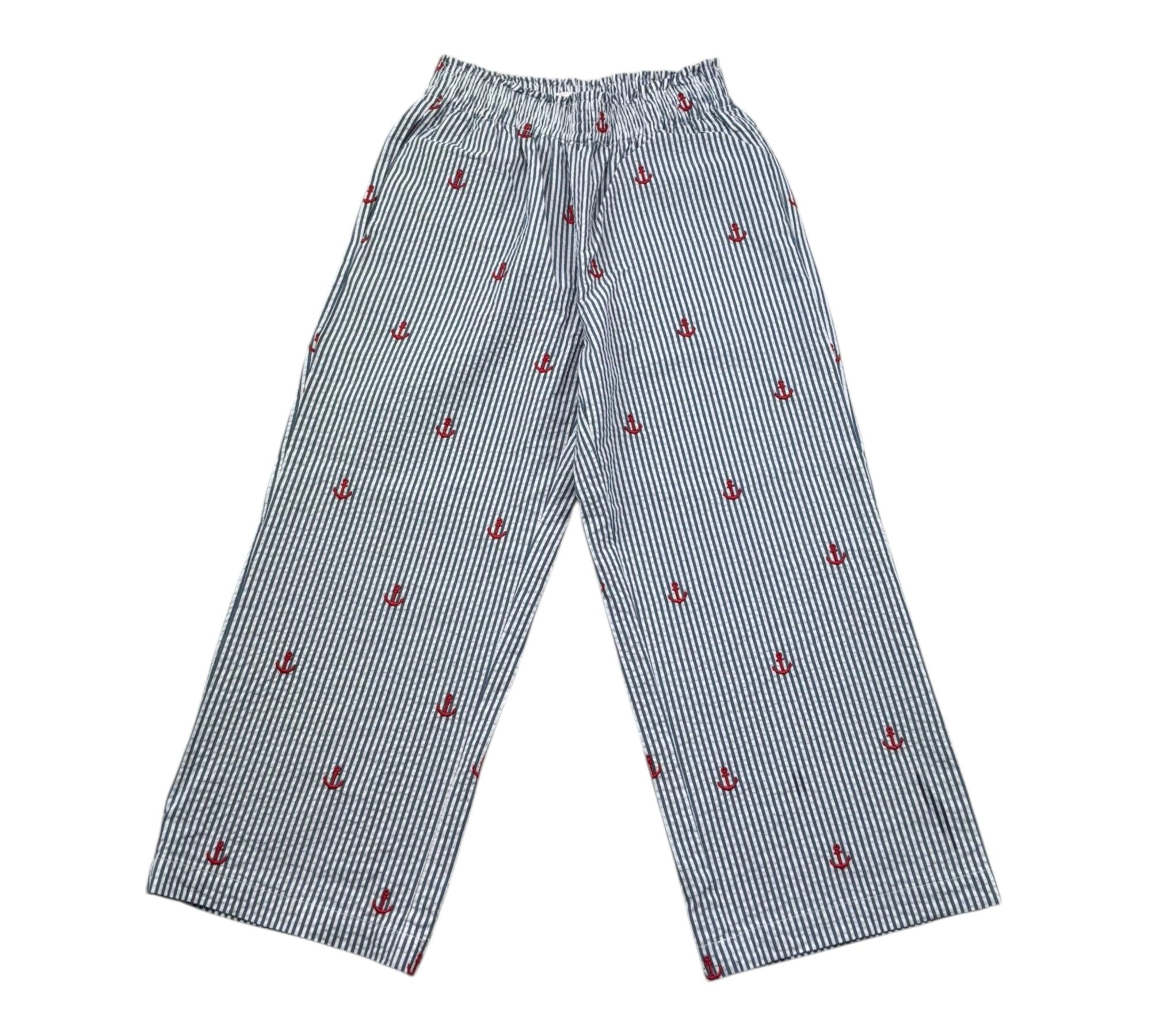 Saint Barth Pantalone Modello Palazzo Fantasia A Righe per Bambina PATRICIAJR BIANCO/BLU SAINT BARTH 