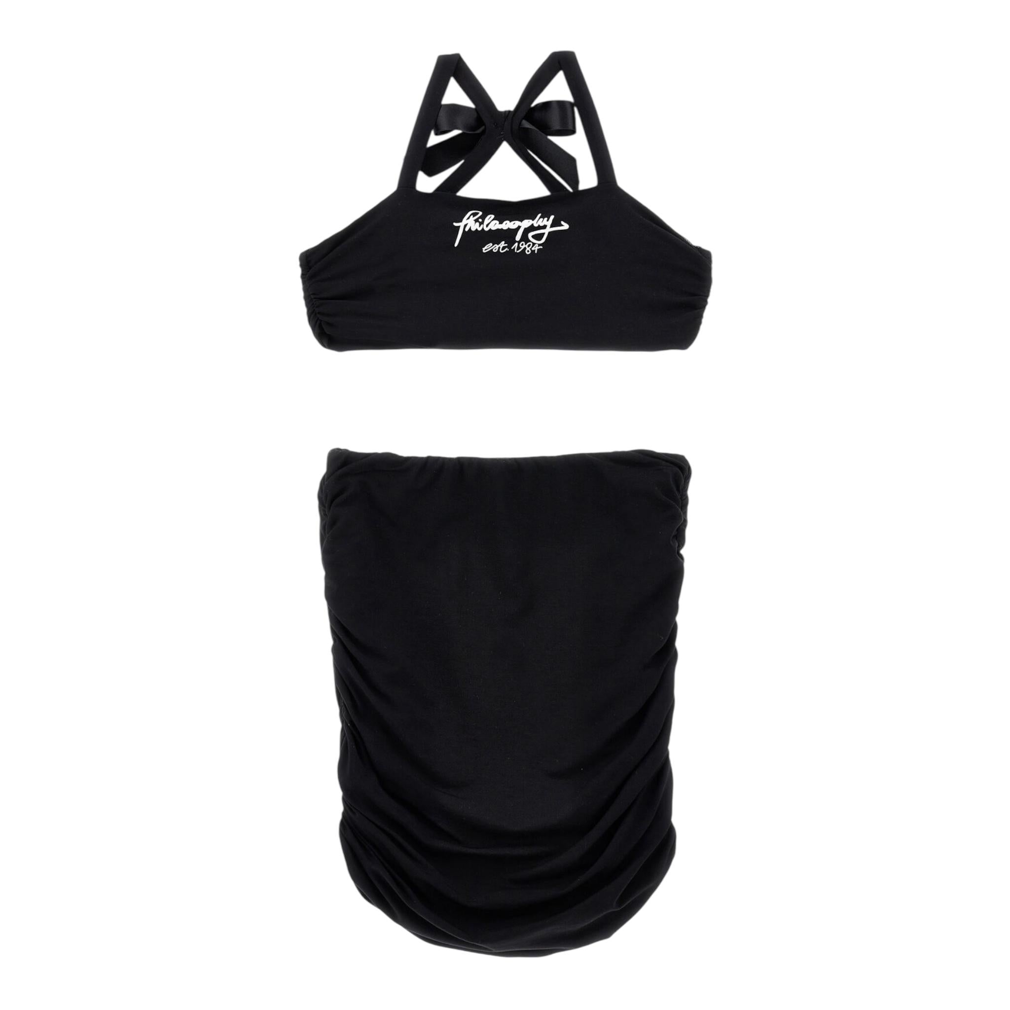 Philosophy Completo 2 Pezzi Top-Gonna Tinta Unita per Bambina I1E500 NERO PHILOSOPHY 