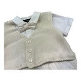 Monnalisa Pagliaccetto Tinta Unita Mezza Manica per Neonato 22A206 PANNA MONNALISA 