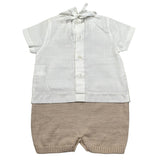 Marlu' Pagliaccetto Mezza Manica Bicolore per Neonato EB5223 BIANCO/BEIGE MARLU' 
