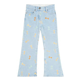 Stella Mccartney Jeans, einfarbig, Schlaghosenmodell mit hellblauer Stickerei für Mädchen