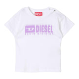 Diesel T-Shirt Girocollo tinta unita con Logo Bianco per Neonata K00569A BIANCO DIESEL 