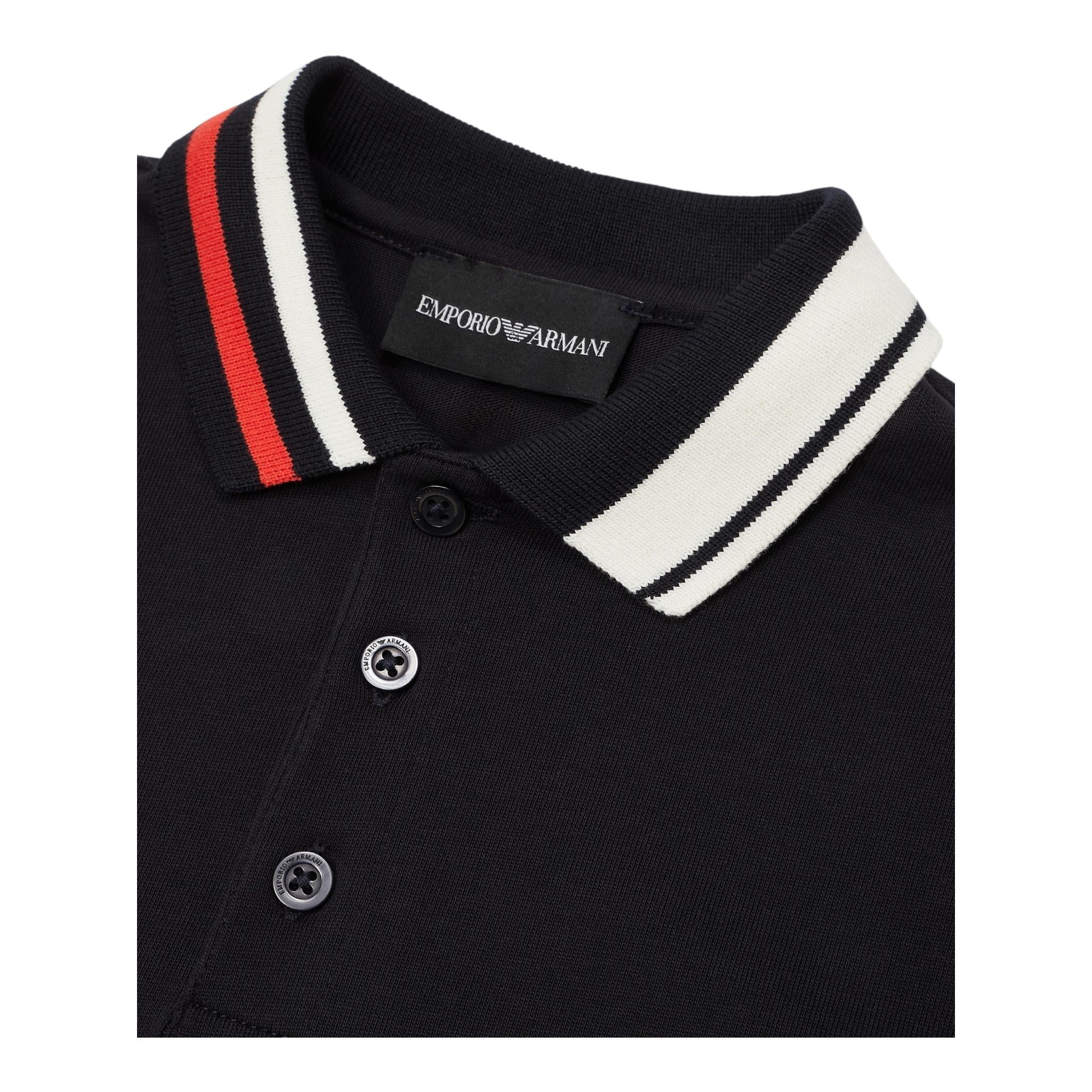 Emporio Armani Polo Manica Lunga Tinta Unita con Logo per Bambino 6D4FJ3 BLU EMPORIO ARMANI 