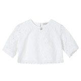 Twinset Camicia Mezza Manica In Merletto Bianco Per Bambina