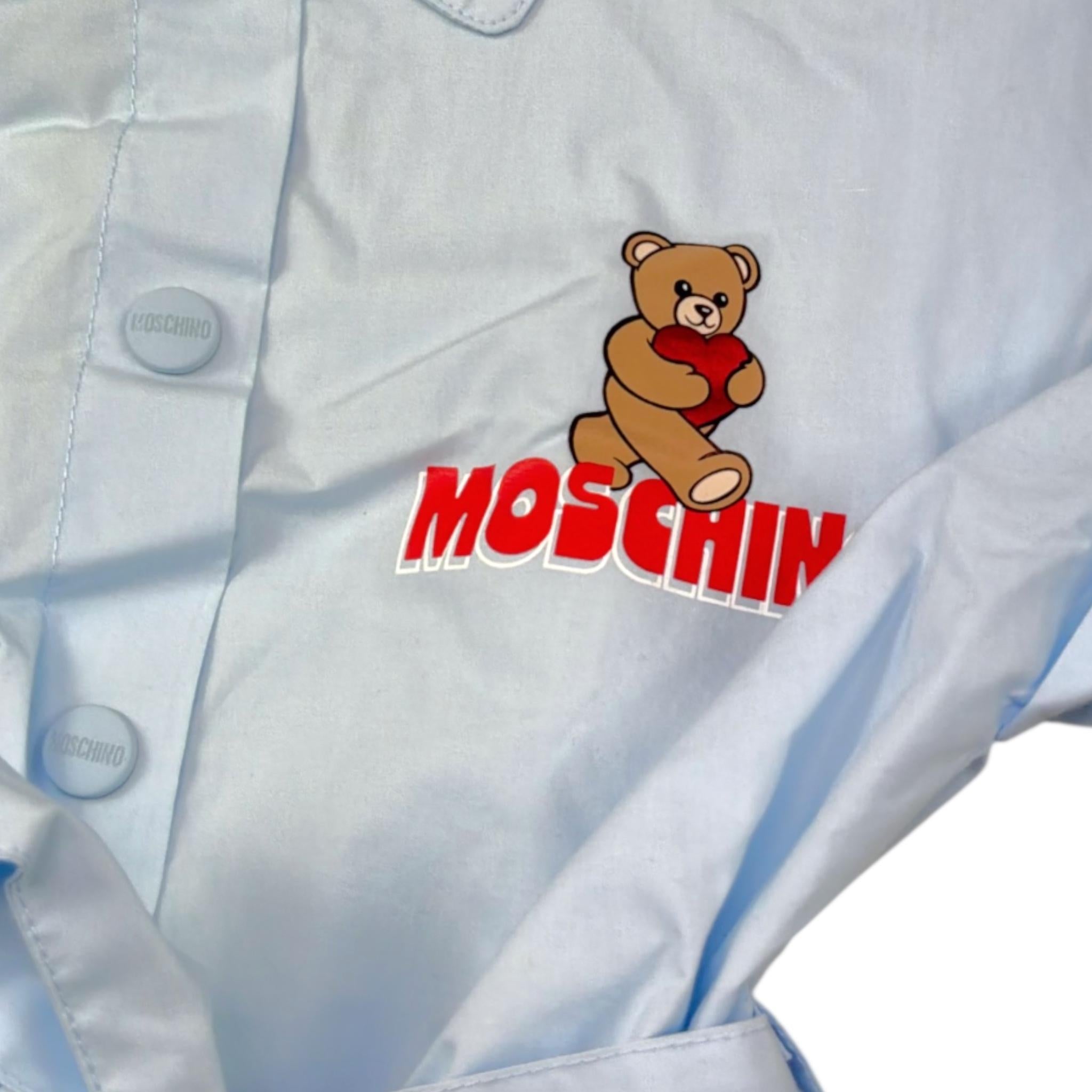 Moschino Abito Tinta Unita Modello Camicia per Bambina HAV0EO AZZURRO MOSCHINO 