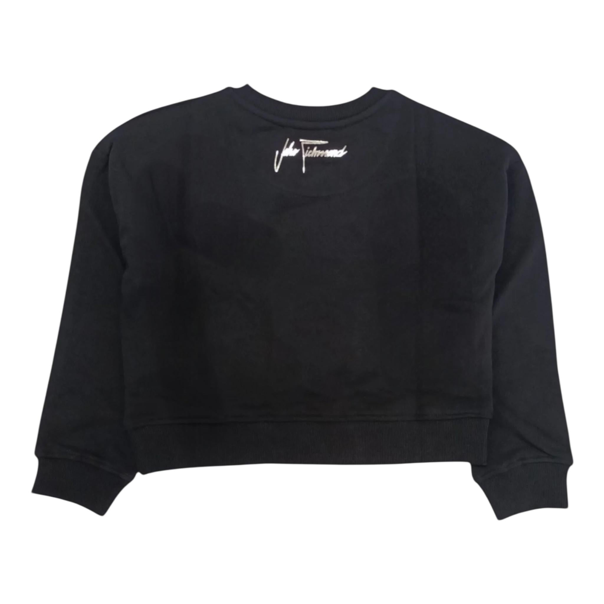 JOHN RICHMOND felpa chiusa girocollo tinta unita con logo Nero per Bambina RGA24054FE NERO JOHN RICHMOND 