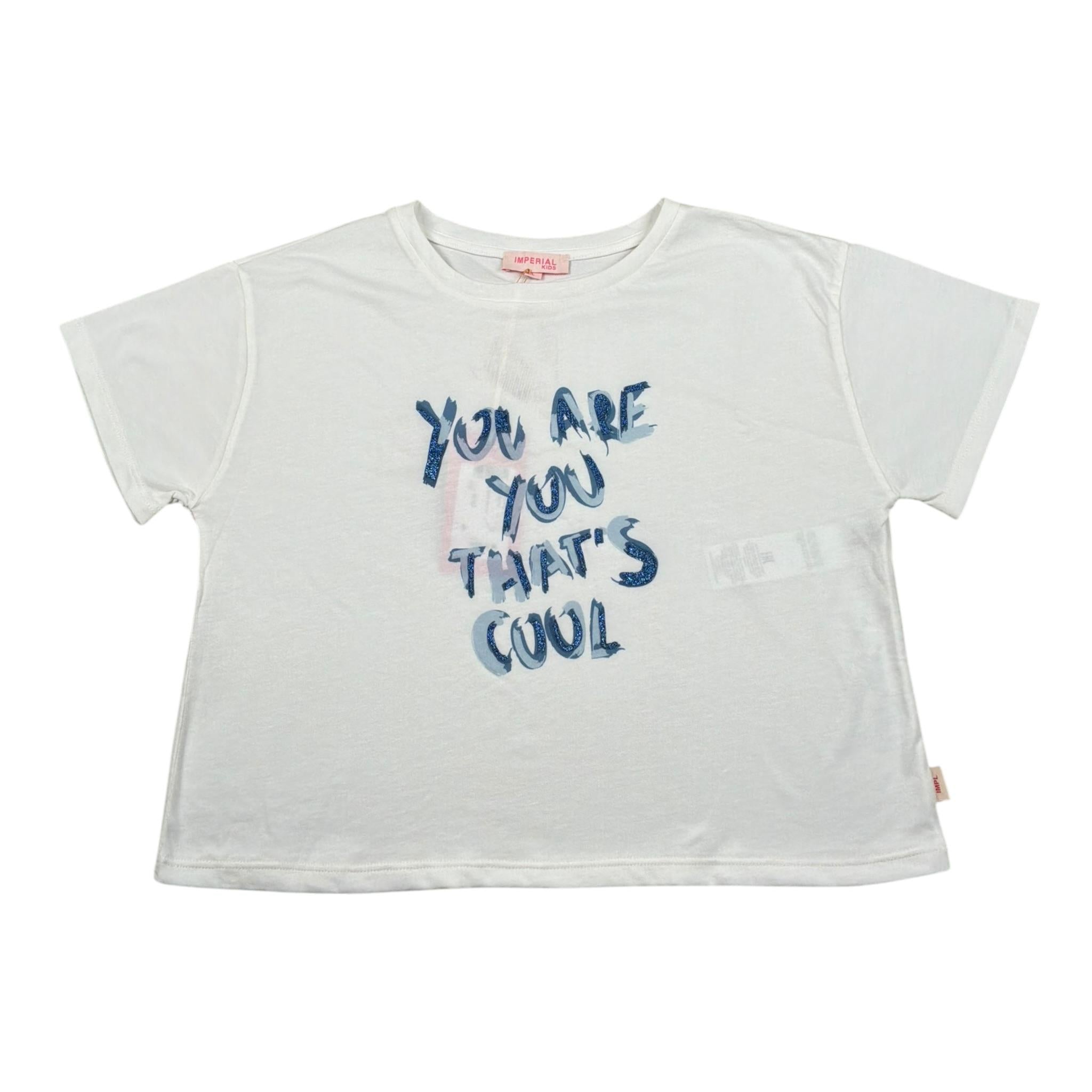 Imperial T-Shirt Girocollo Tinta Unita con Stampa per Bambina MB57030G75 BIANCO IMPERIAL 