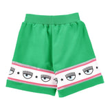 Chiara Ferragni Short Tinta Unita Con Stampa E Elastico In Vita Verde Per Bambina