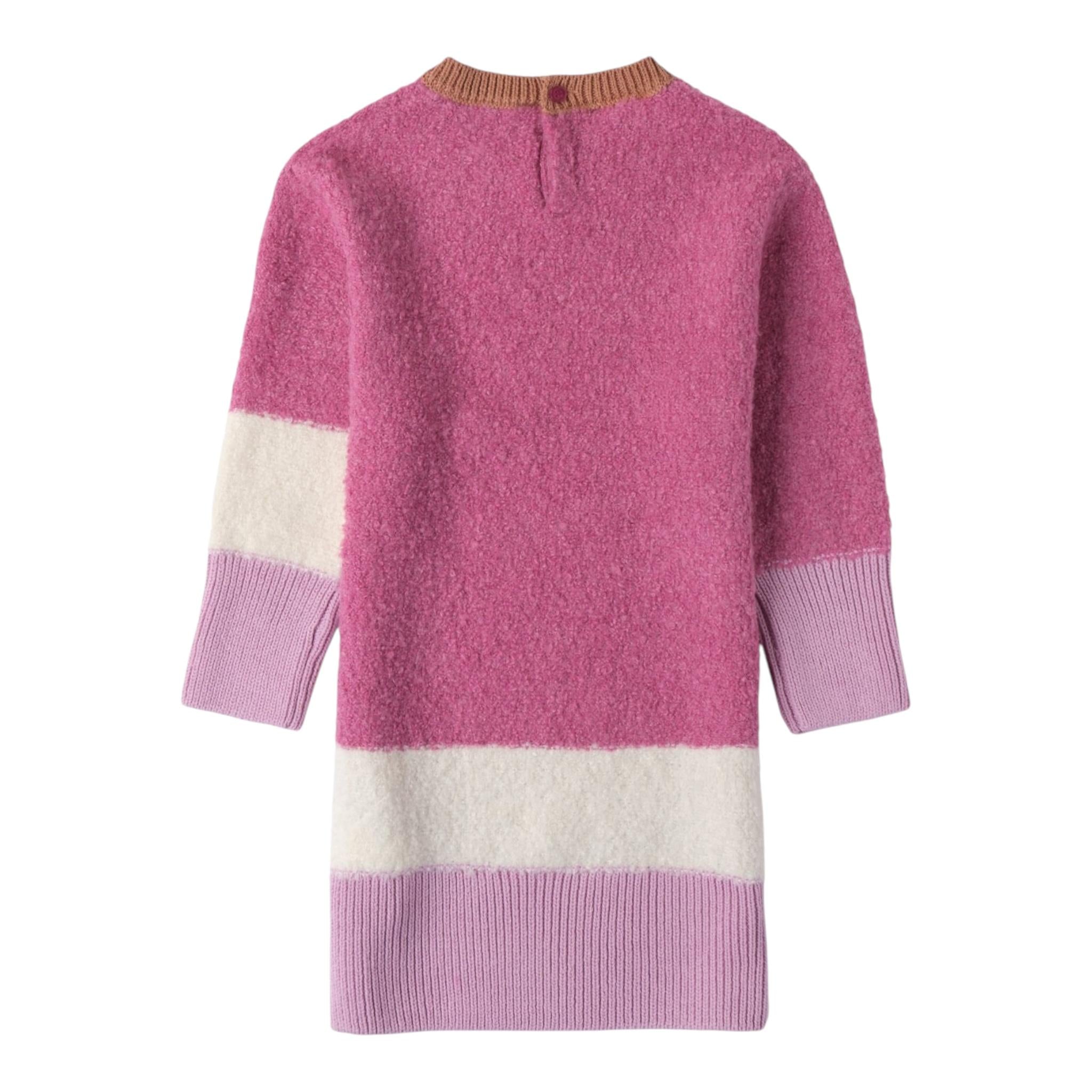 SARABANDA abito in maglia tinta unita con profili in contrasto Rosa per Bambina A2103 ROSA SARABANDA 