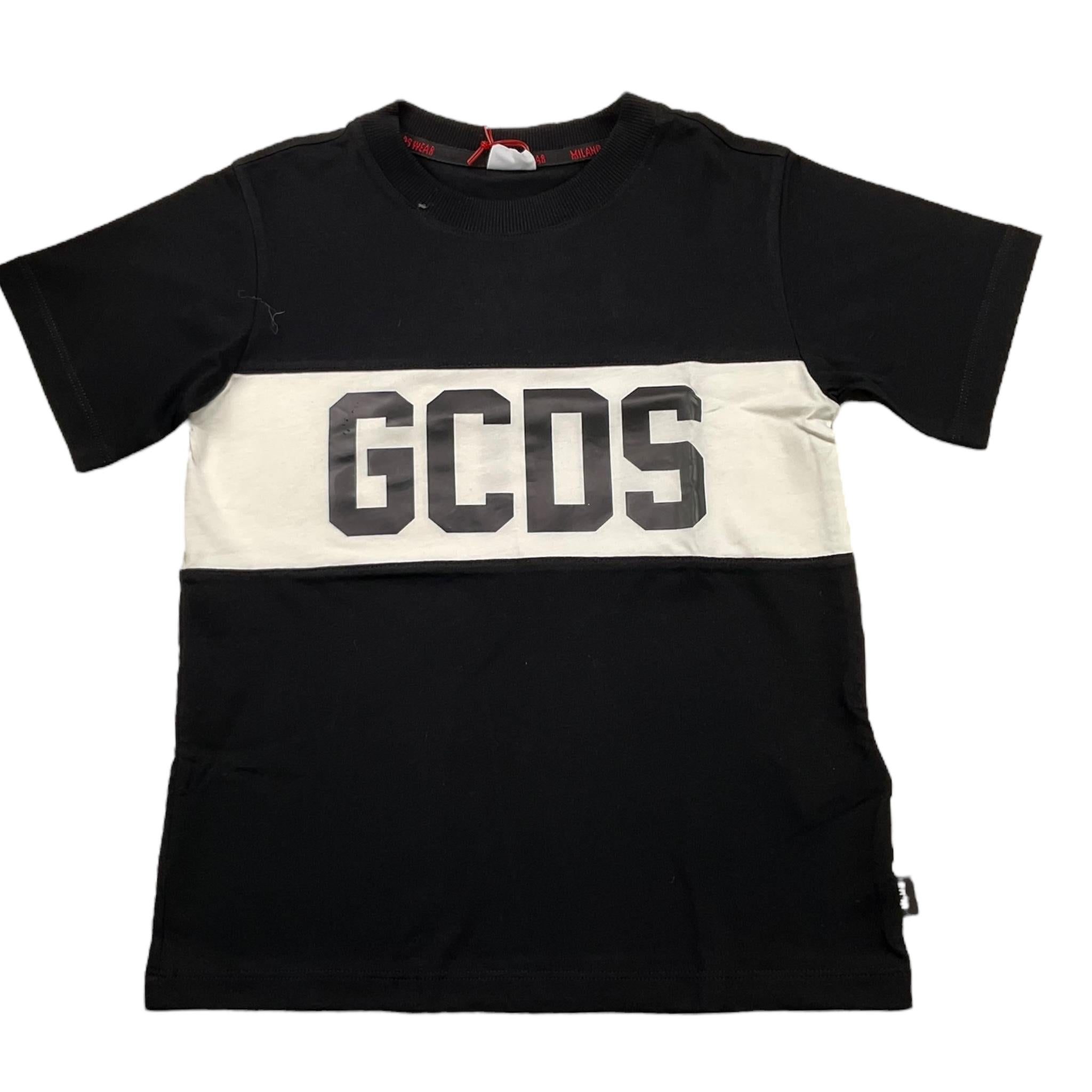 GCDS t-shirt girocollo tinta unita con stampa Nero per Bambina DOM005 NERO GCDS 