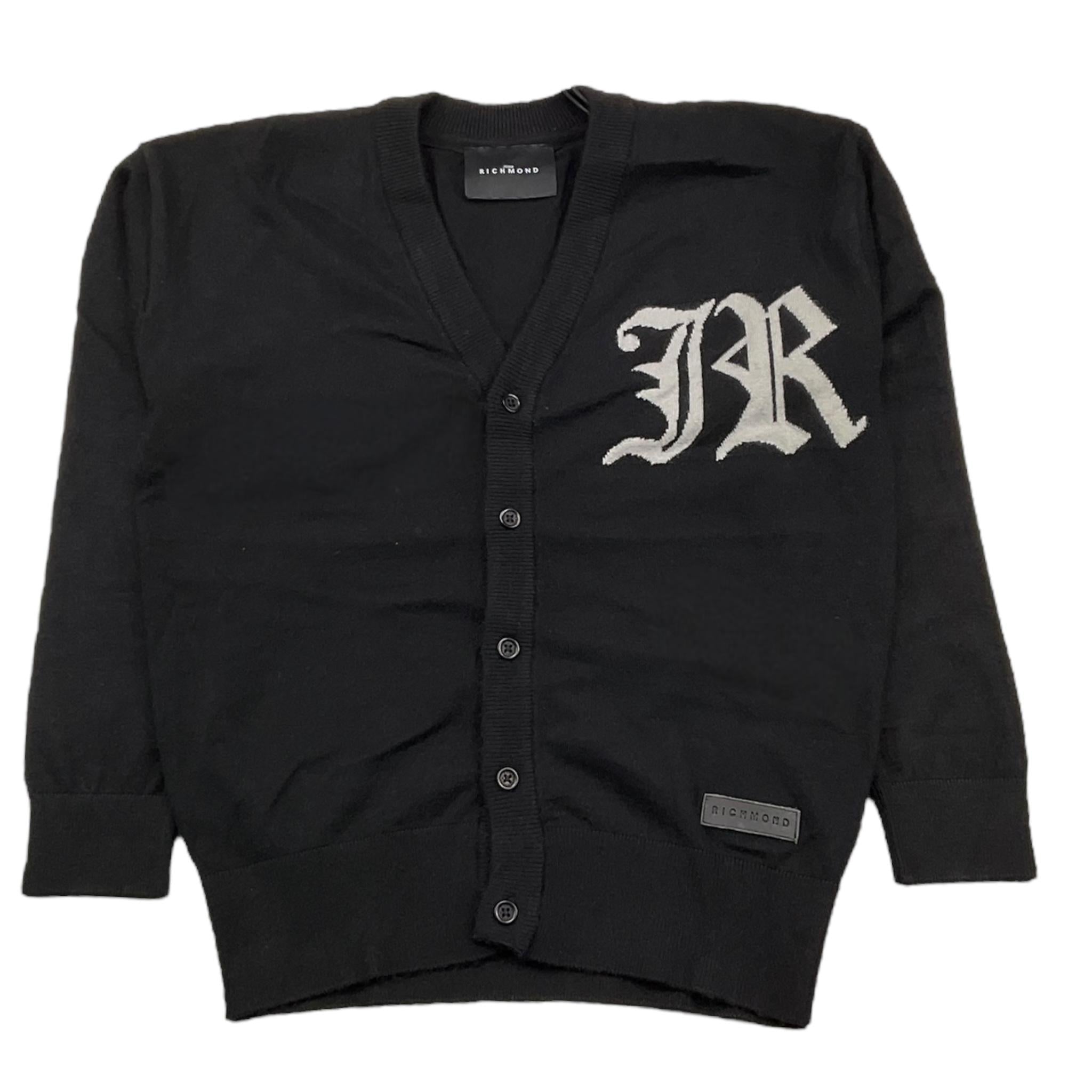 JOHN RICHMOND cardigan tinta unita con logo Nero per Bambino RBA25012CD NERO JOHN RICHMOND 