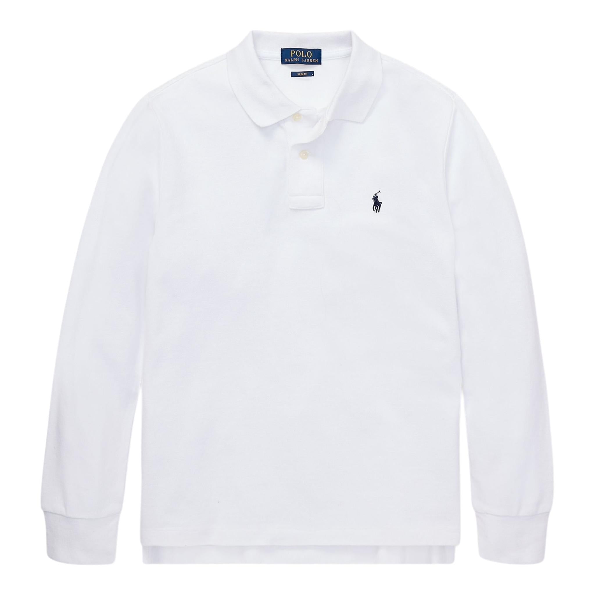 RALPH LAUREN polo manica lunga tinta unita con logo Bianco per Bambino 321703634013 BIANCO RALPH LAUREN 