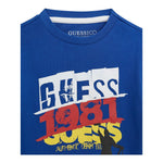 Guess T-Shirt Girocollo Tinta Unita con Stampa per Bambino N5RI02K8HM4 BLU GUESS 