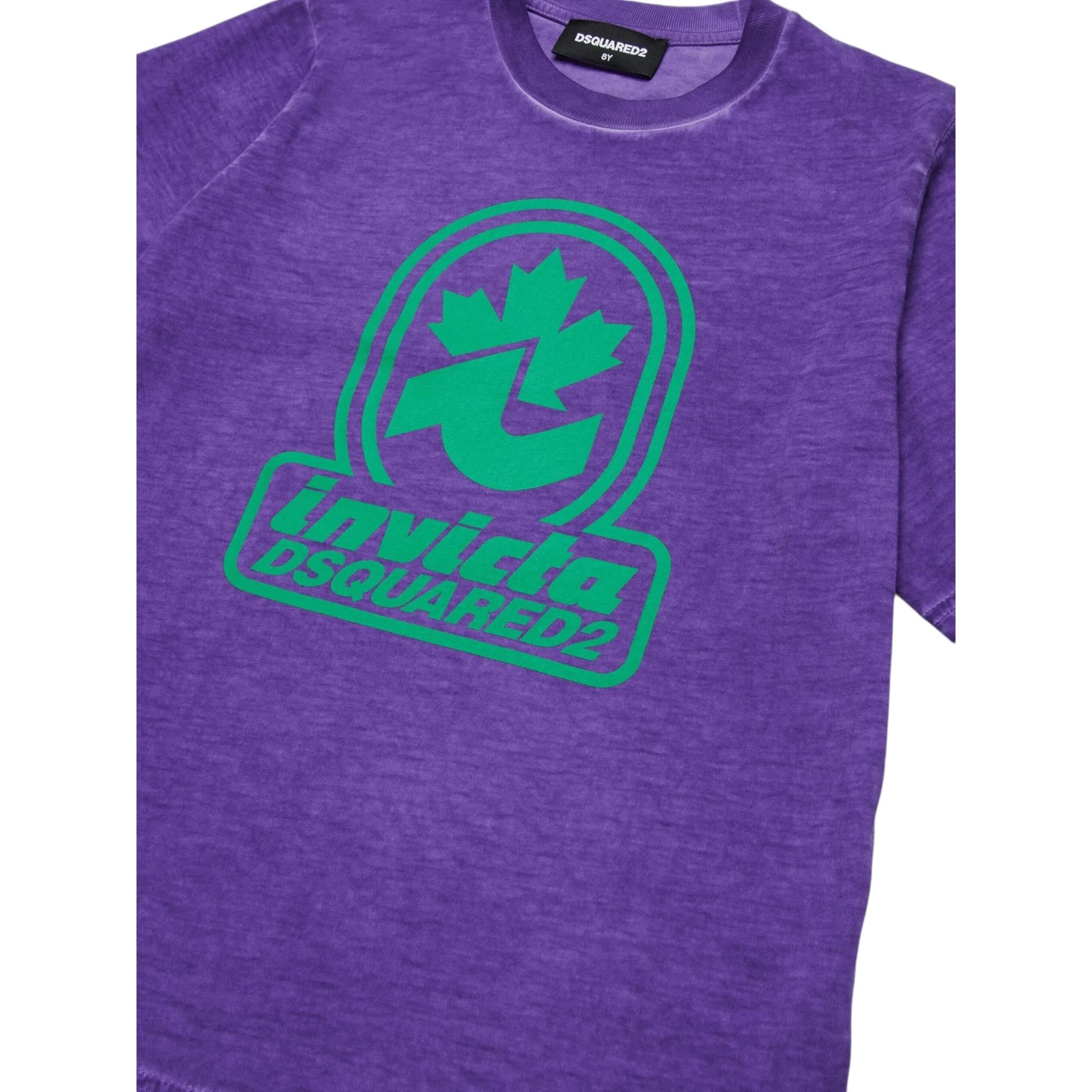 Dsquared2 T-Shirt Girocollo tinta unita con Collaborazione Invicta Viola per Bambino DQ2924X VIOLA DSQUARED2 