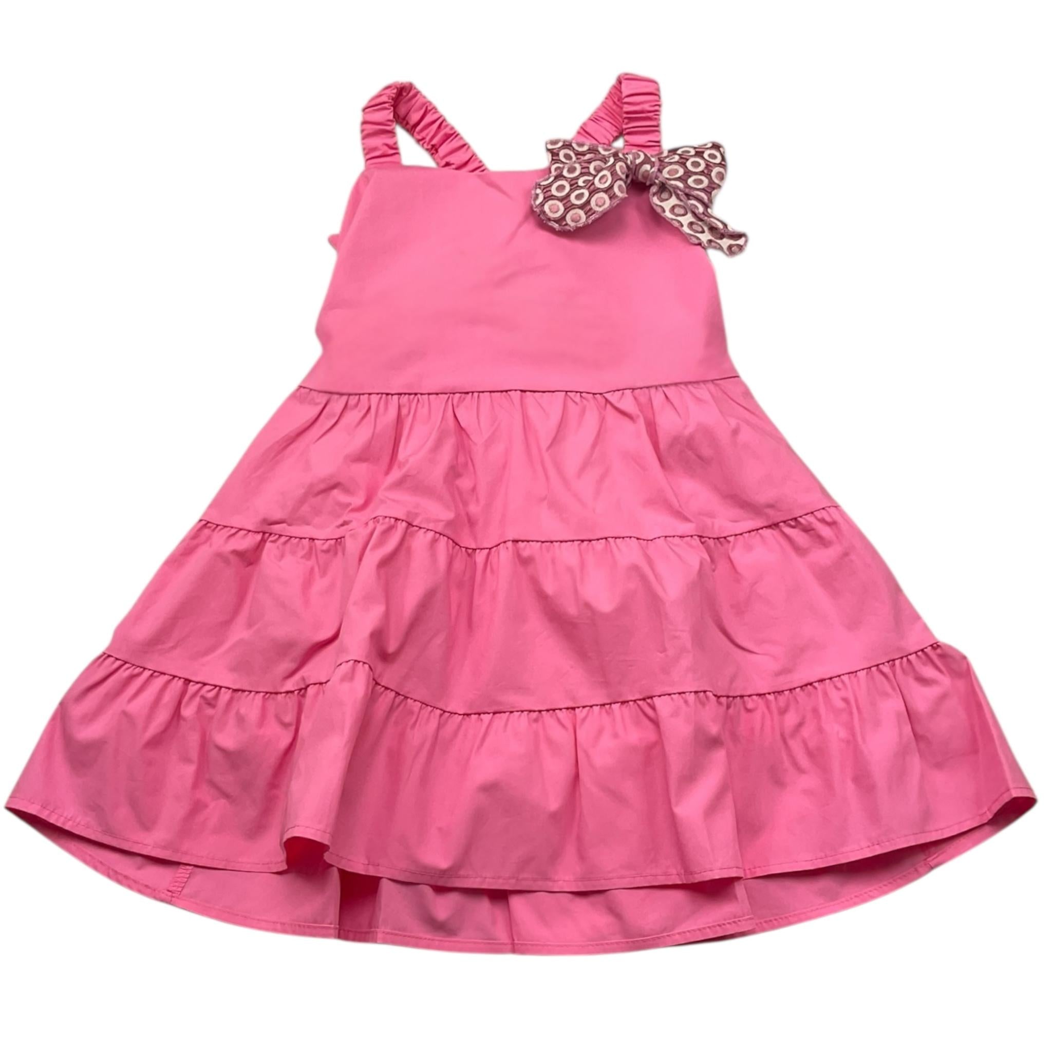 M+E' Abito Tinta Unita con Applicazione Fiocco per Bambina UE1709X ROSA M+E' 