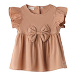 Sarabanda Camicia Mezza Manica con Fiocco per Bambina 0B538 MARRONE SARABANDA 