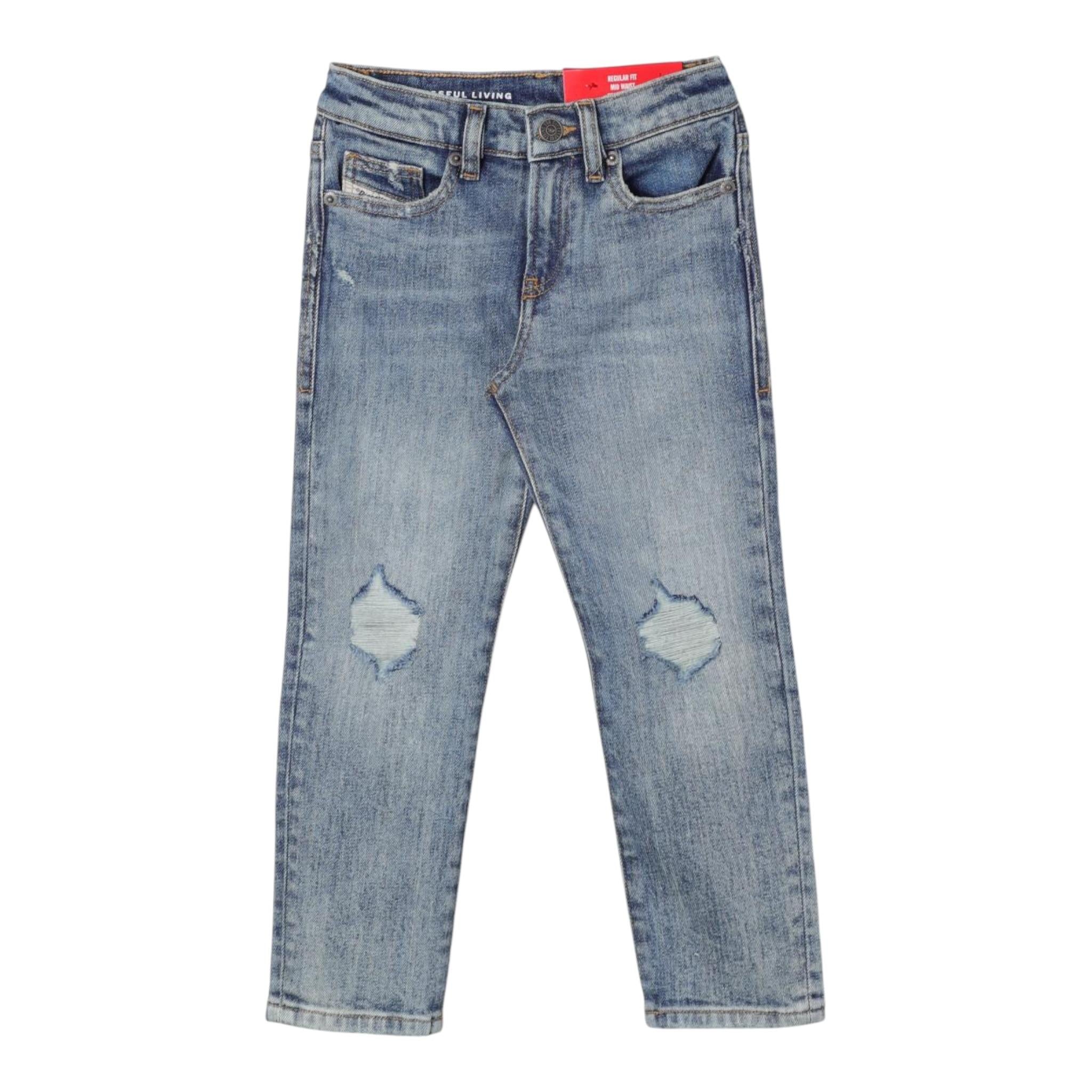 Diesel Jeans Tinta Unita con Girovita Regolabile per Bambino J00809X AZZURRO DIESEL 