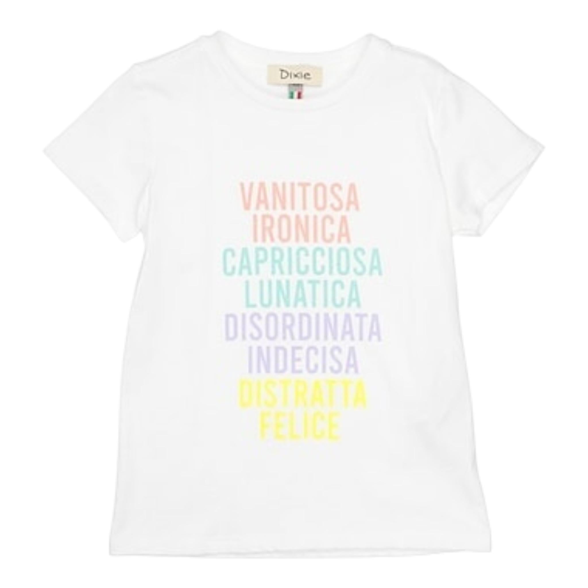 Dixie T-Shirt Tinta Unita Girocollo con Stampa per Bambina MBC5030G39 BIANCO DIXIE 