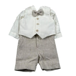 Pure Firenze Completo 4 Pezzi Camicia-Gilet-Bermuda-Papillon per Neonato 110888 PANNA/BEIGE PURE FIRENZE 