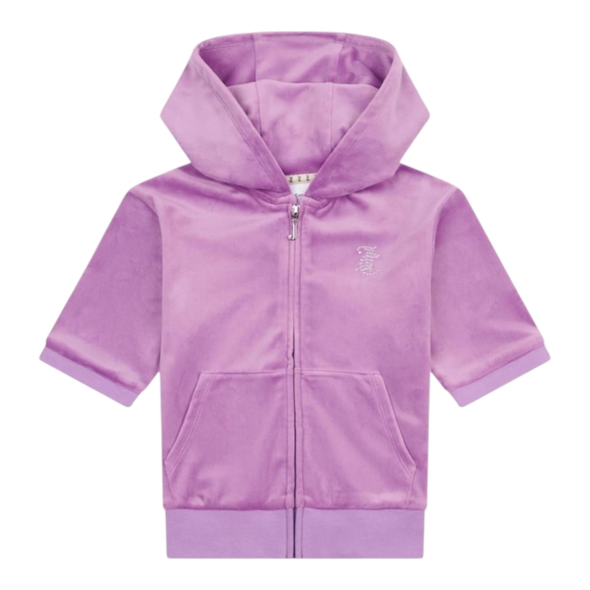 Juicy Couture Completo Felpa-Pantalone Tinta Unita con Brillantini per Bambina JBX6494 VIOLA JUICY COUTURE 