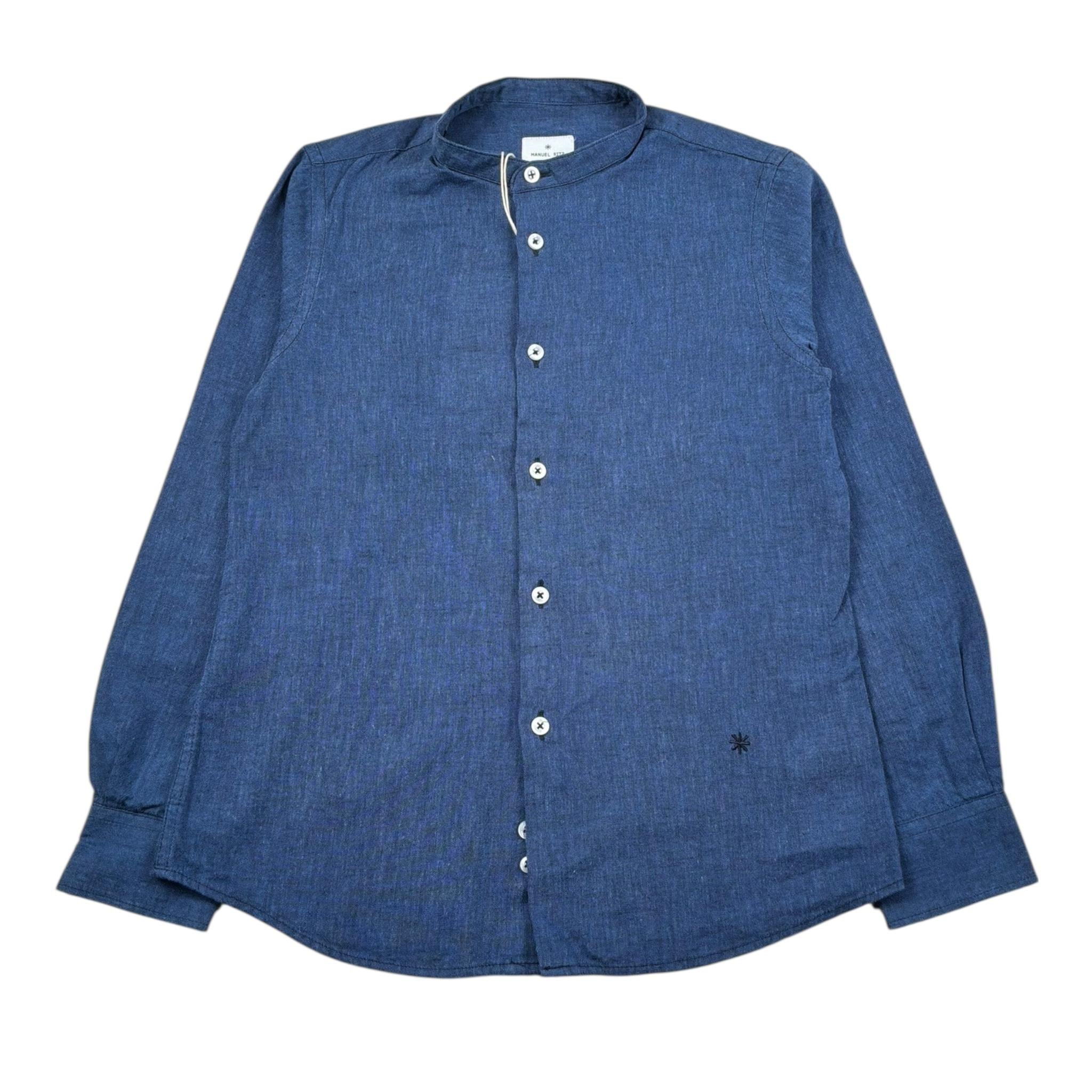 Manuel Ritz Camicia Manica Lunga Tinta Unita con Collo Coreano per Bambino MR2876 BLU MANUEL RITZ 