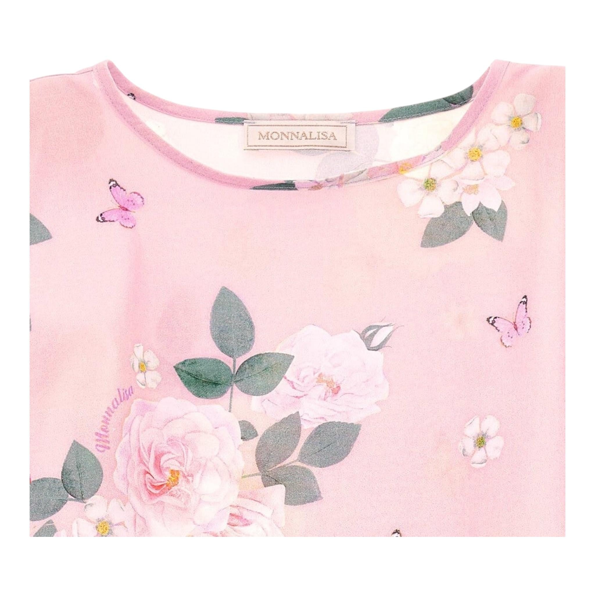 Monnalisa Camicia Modello Kimono Tinta Unita con Fantasia per Bambina 19C083 ROSA MONNALISA 