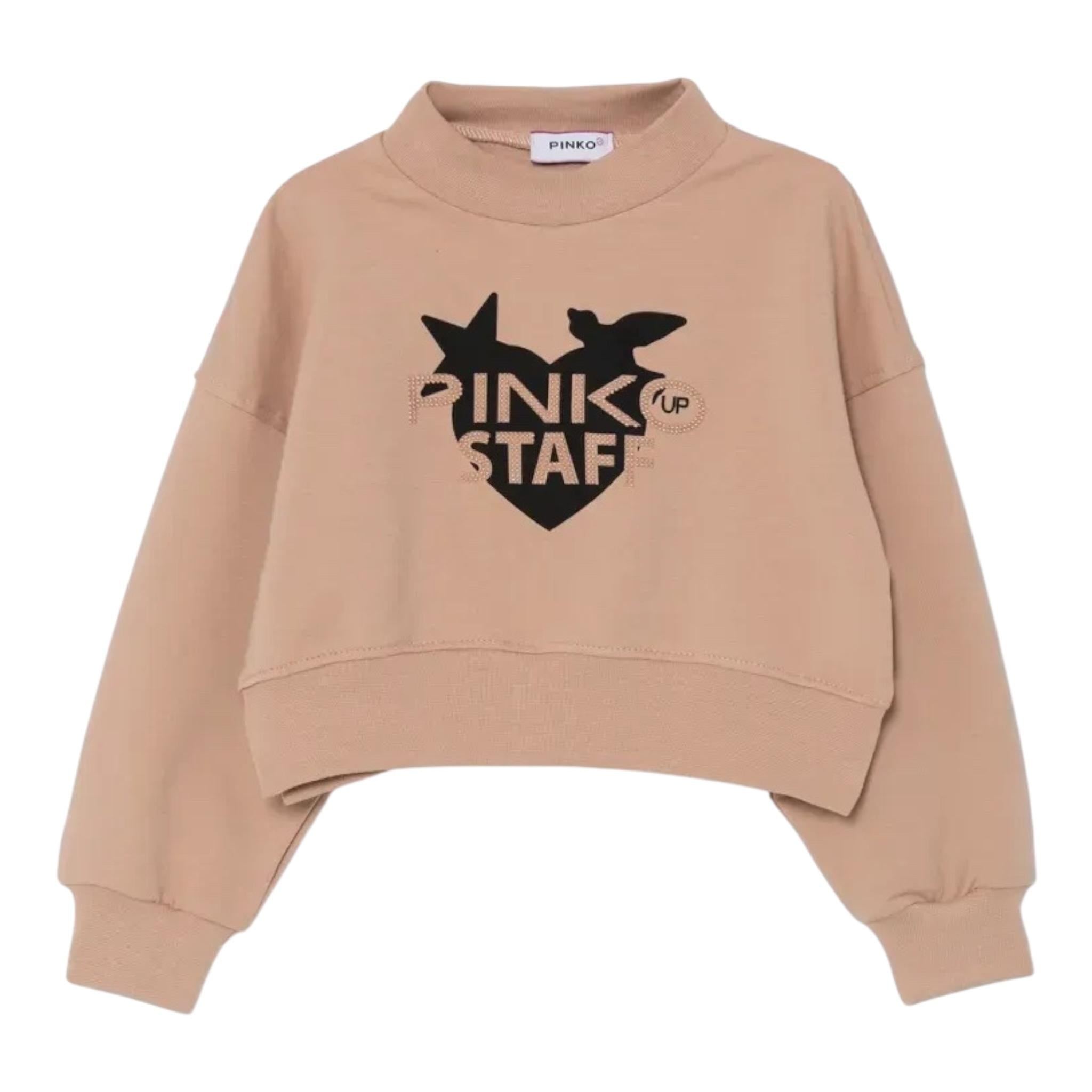 PINKO felpa girocollo tinta unita con stampa Rosa per Bambina F4PIBGSW170 ROSA PINKO 