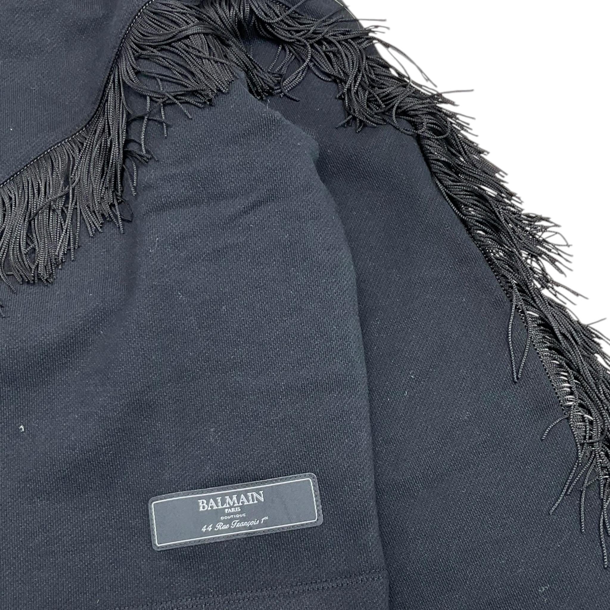 BALMAIN felpa tinta unita con frange Nero per Bambina BV4A30 NERO BALMAIN 