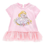 Monnalisa Maxi T-Shirt Girocollo Tinta Unita con Brillantini per Neonata 39E615 ROSA MONNALISA 