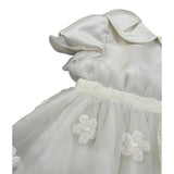 Colori Chiari Abito Mezza Manica tinta unita con Tulle Bianco per Neonata ABTCL BIANCO COLORI CHIARI 