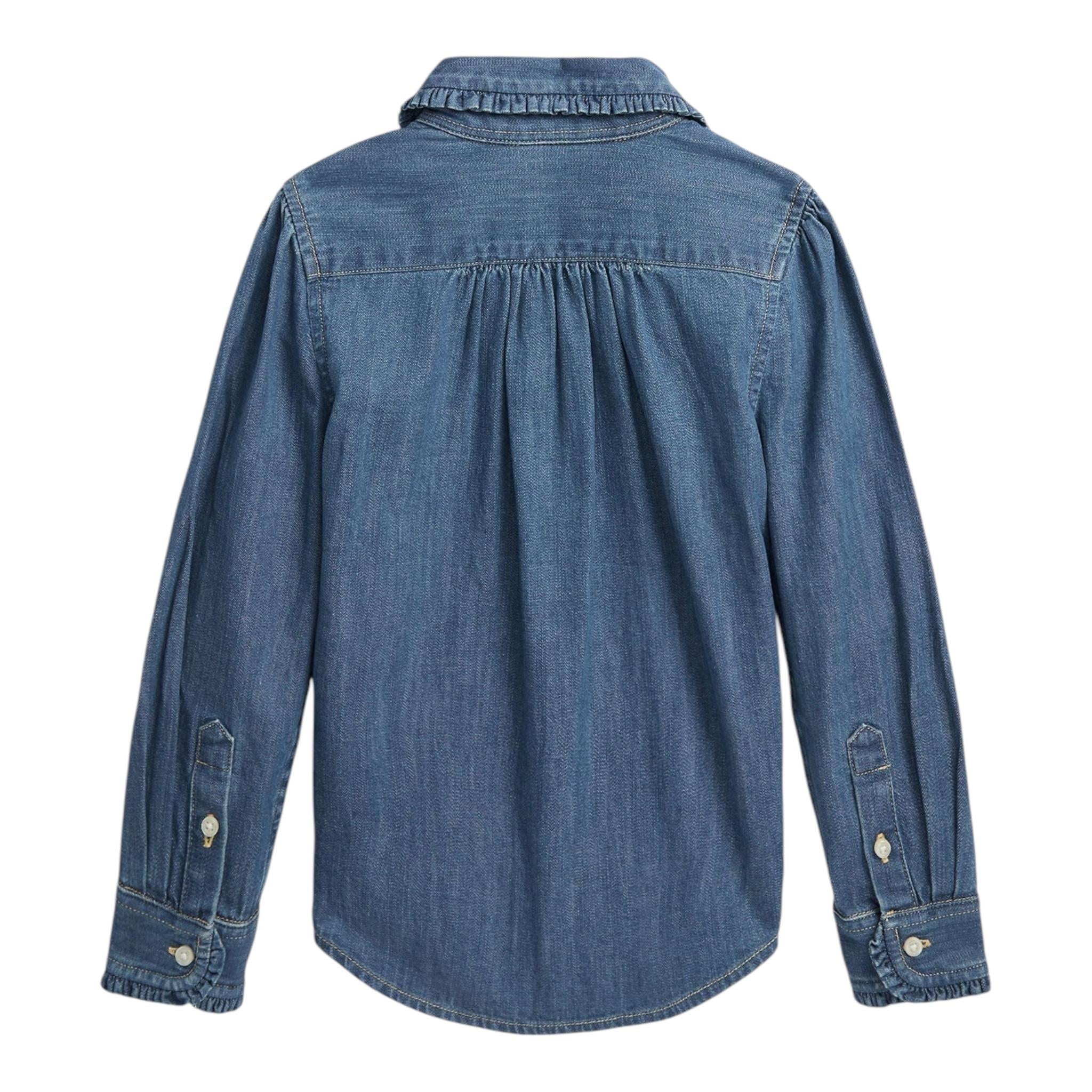 RALPH LAUREN camicia manica lunga in denim tinta unita Blu per Bambina 312698854001 BLU RALPH LAUREN 