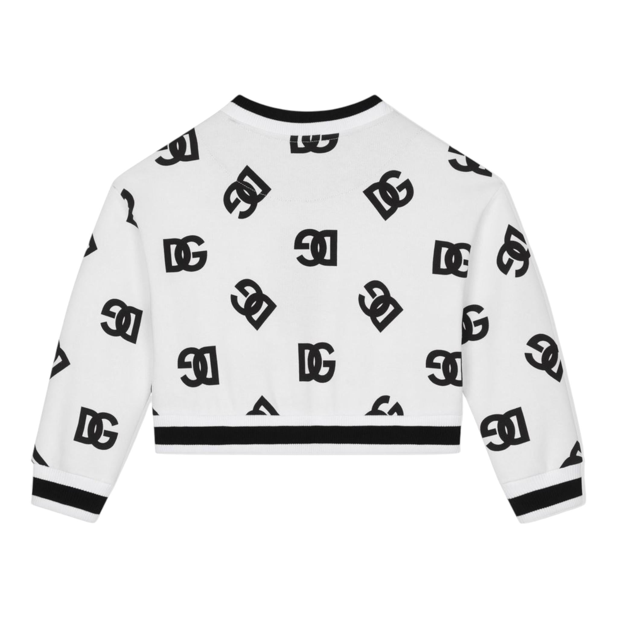 DOLCE & GABBANA felpa tinta unita girocollo con stampa logata Bianco per Bambina L5JW7K BIANCO DOLCE & GABBANA 