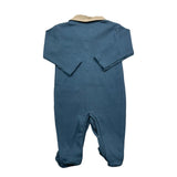 Wedoble Tutina Manica Lunga Tinta Unita Con Colletto In Contrasto Blu Per Neonato