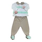Isabel & Martinez Completo 2 Pezzi Shirt-Ghettina Bicolore per Neonata IM25N417 BIANCO/BEIGE ISABEL & MARTINEZ 