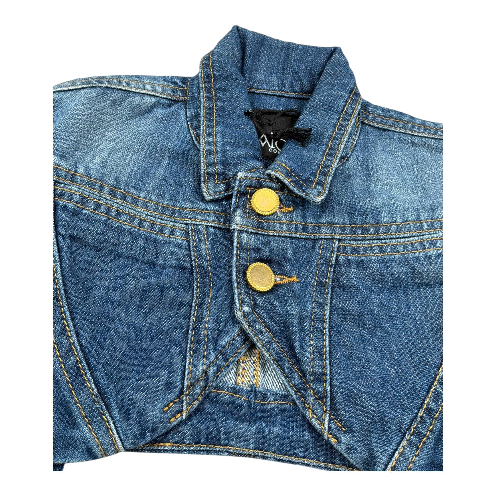 Naice Giubbino In Denim Modello Crop Tinta Unita per Bambina 2310713 BLU NAICE 
