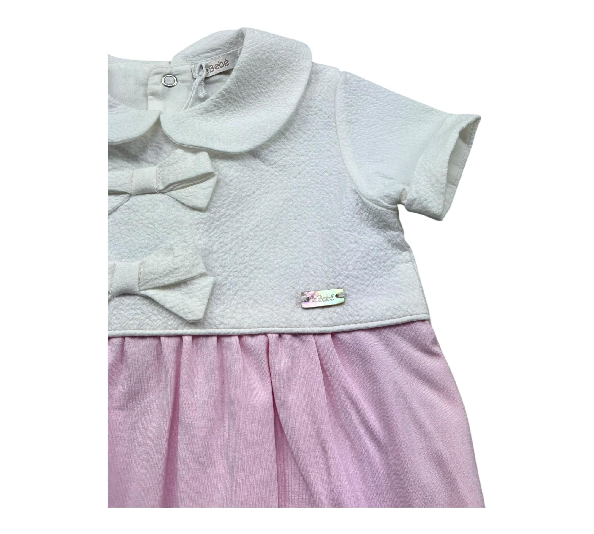 Le Bebe Pagliaccetto Mezza Manica Bicolore per Neonata LBG6300 BIANCO/ROSA LE BEBE 