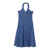 Liu Jo Einfarbiges, ärmelloses Kleid aus blauem Denim für Mädchen