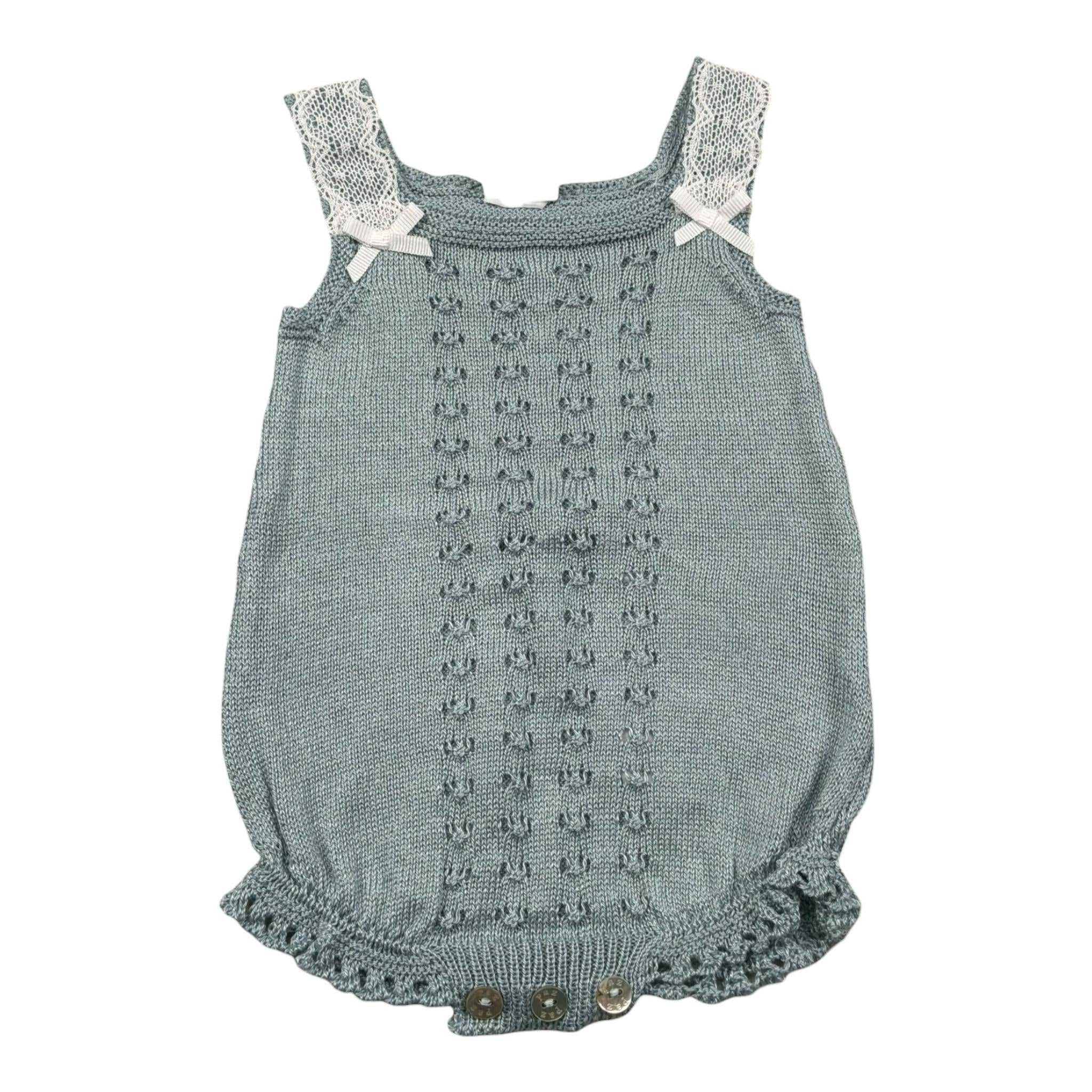 Paz Rodriguez Pagliaccetto Giromanica Tinta Unita con Ricami per Neonata 022122674 VERDE PAZ RODRIGUEZ 