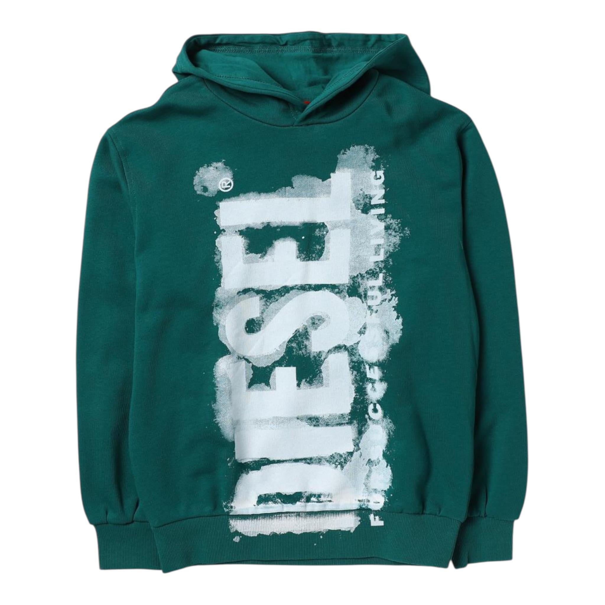 Msgm Felpa Chiusa con Cappuccio Tinta Unita con Logo per Bambino J01115X VERDE MSGM 