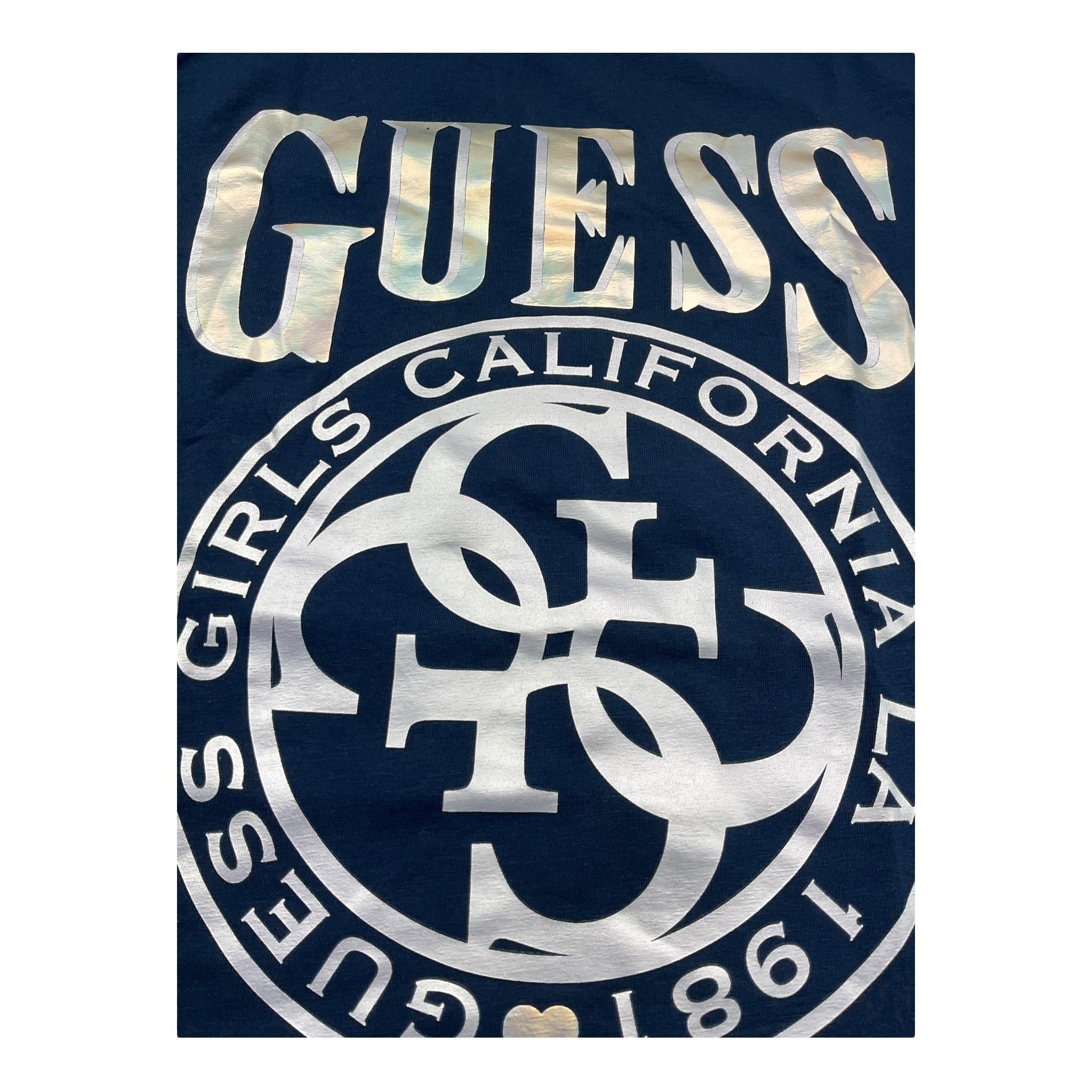 Guess T-Shirt Girocollo Tinta Unita con Stsmpa per Bambina J5RI20K6YW4 BLU GUESS 