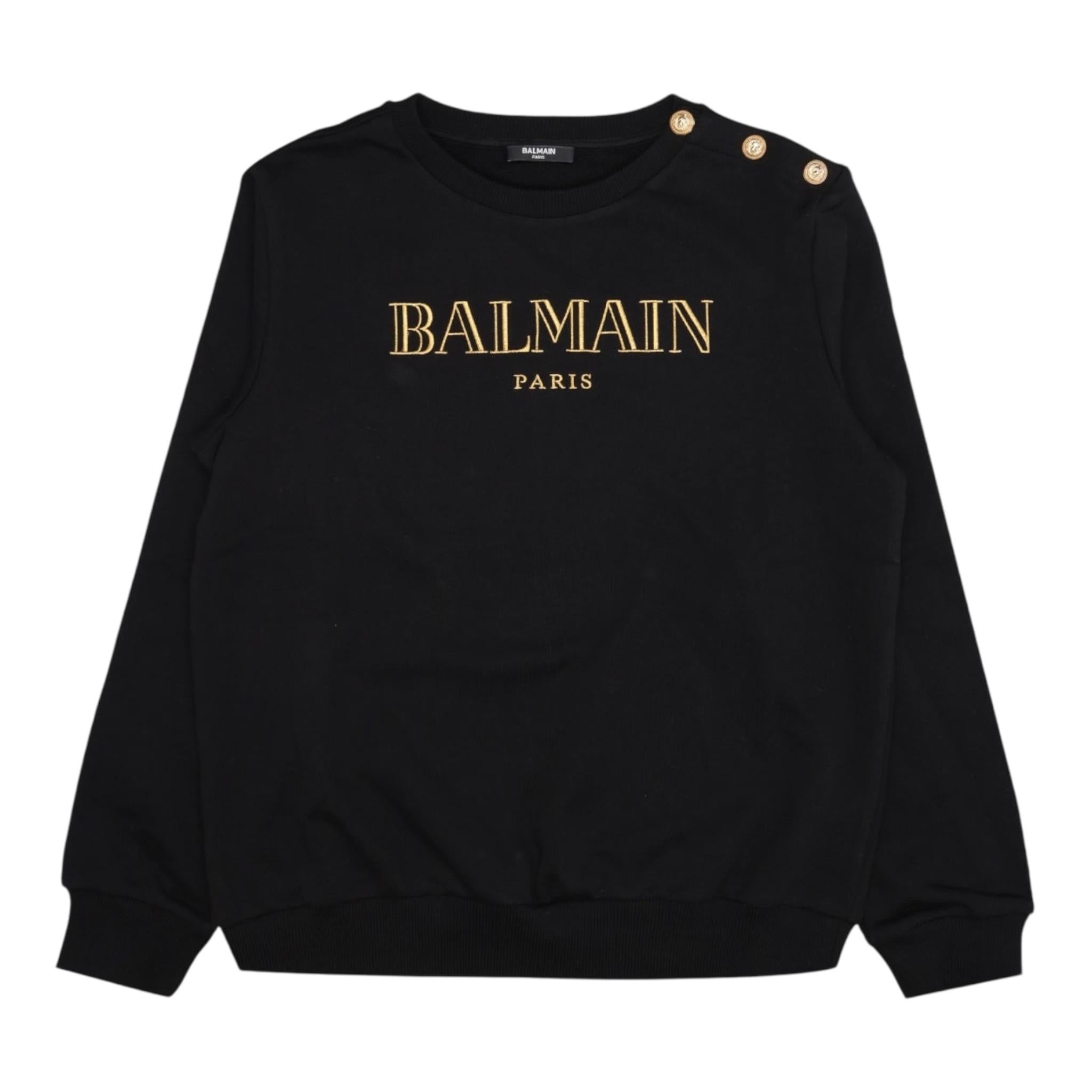 BALMAIN felpa girocollo tinta unita con stampa Nero per Bambina BV4B10 NERO BALMAIN 