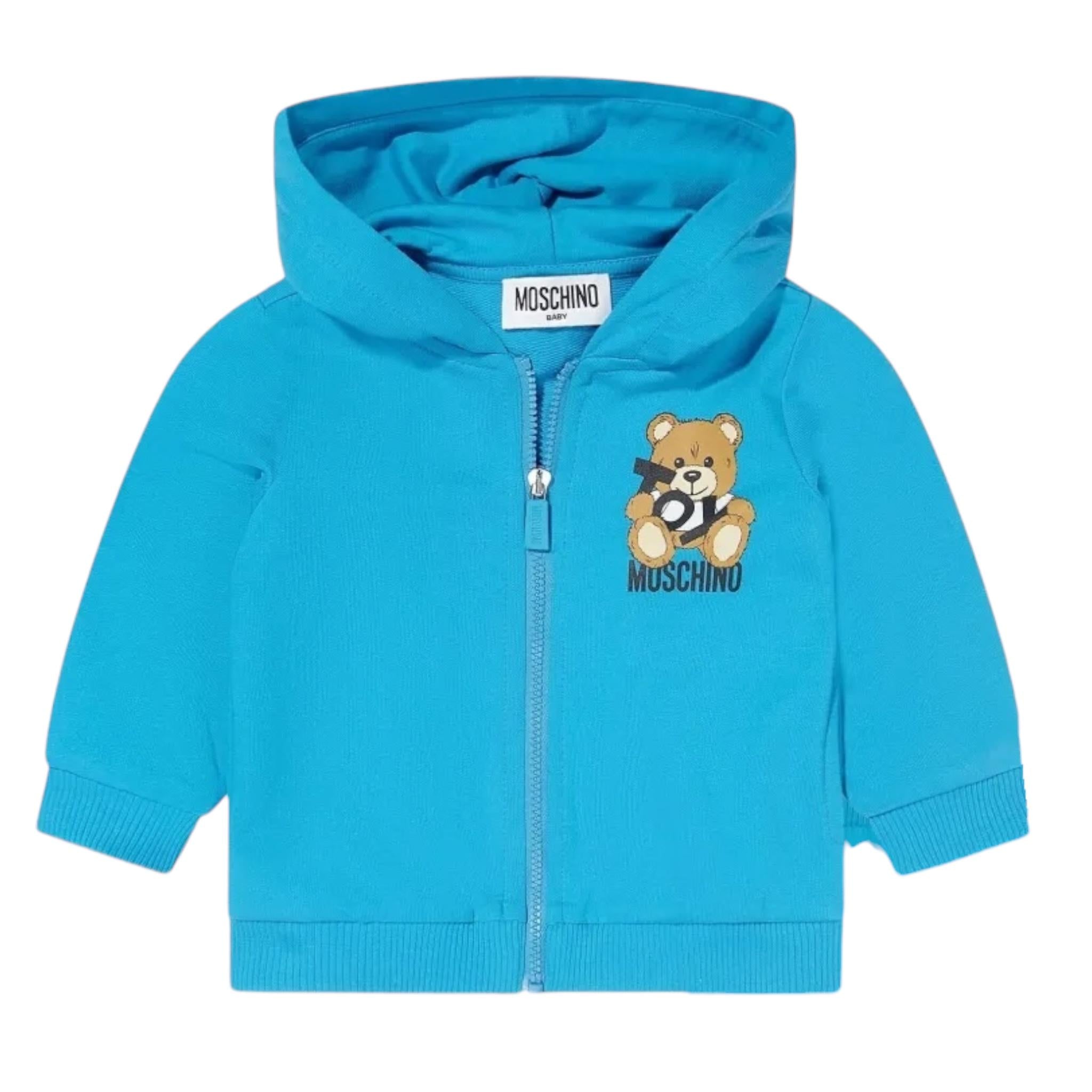 Moschino Felpa con Zip E Cappuccio Tinta Unita per Bambino HUF093 TIFFANY MOSCHINO 