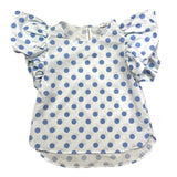 Lu Lu By Miss Grant Camicia Giromanica Tinta Unita Fantasia Pois Bianco Per Bambina