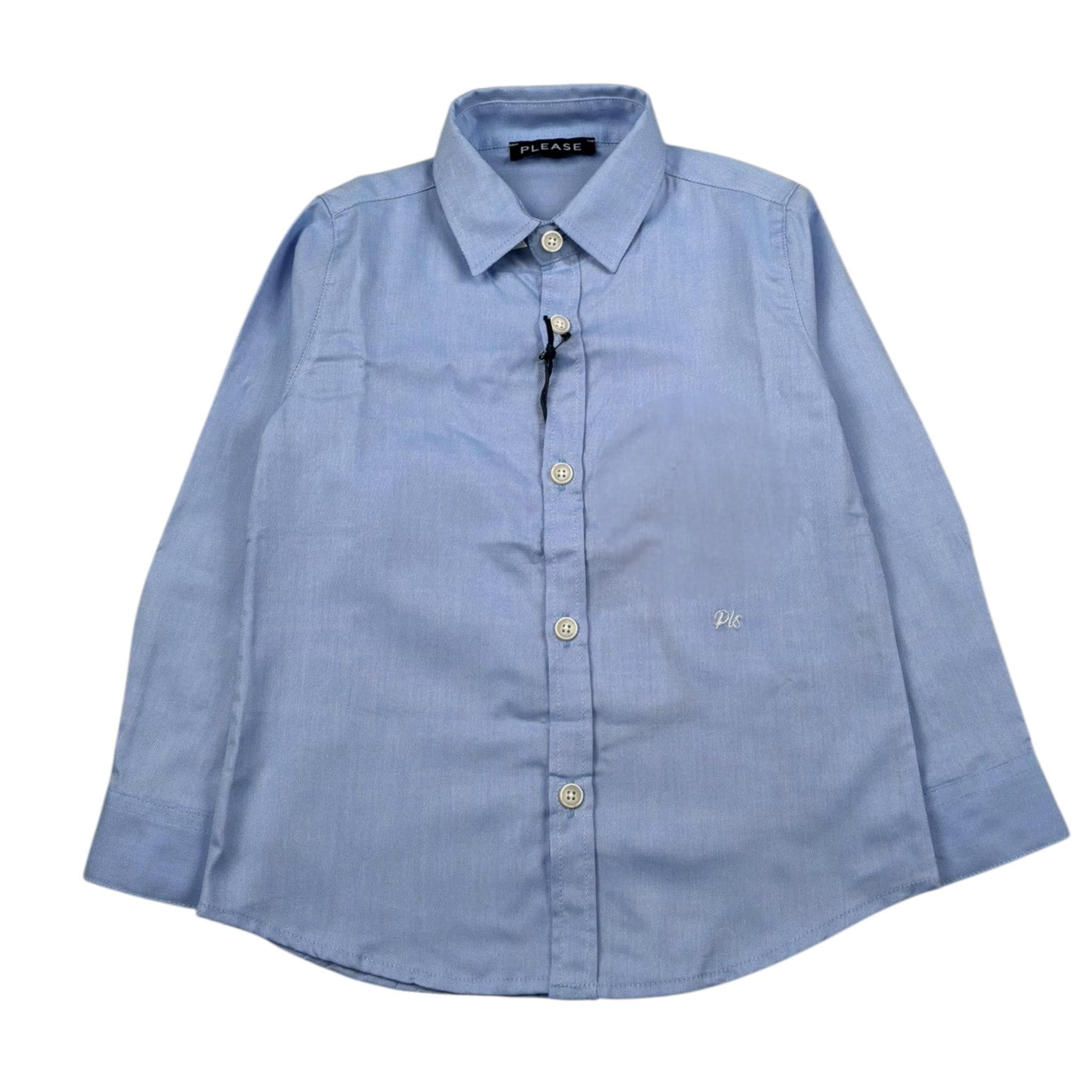 Please Camicia Tinta Unita per Bambino CL17270B73 AZZURRO PLEASE 