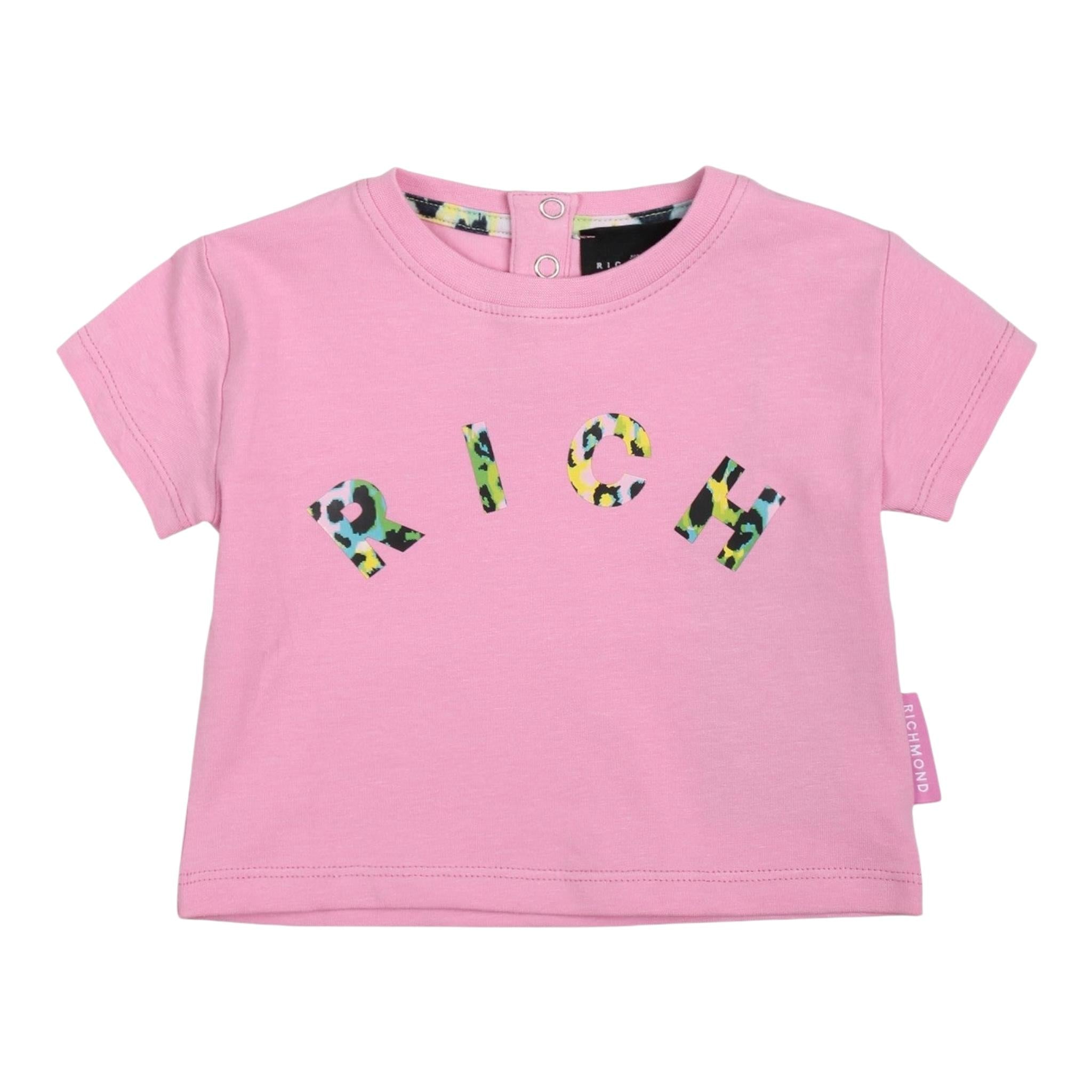 John Richmond T-Shirt Girocollo Tinta Unita con Stampa per Neonata RISP24018TS ROSA JOHN RICHMOND 