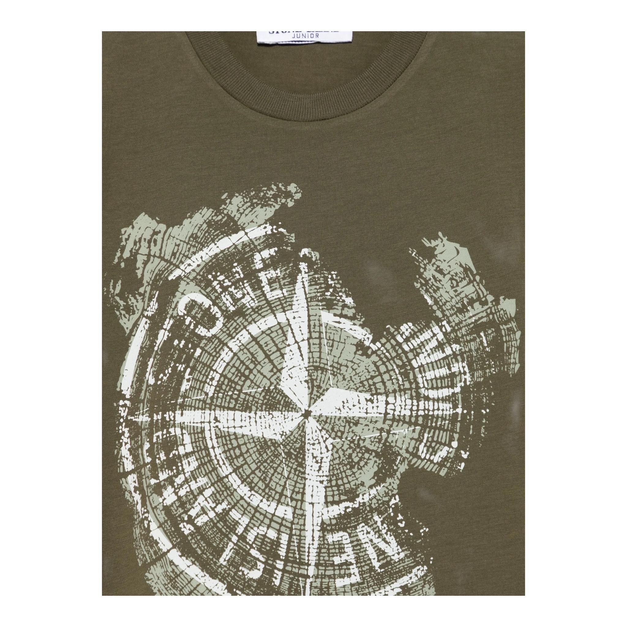 Stone Island T-Shirt Girocollo Tinta Unita con Logo per Bambino K1S16210001 VERDE STONE ISLAND 