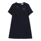 Il Gufo Abito Mezza Manica Tinta Unita con Applicazioni per Bambina P25VM784M0041 BLU IL GUFO 