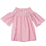 Twinset Abito Mezza Manica Fantasia A Righe Bianco/Rosa Per Bambina
