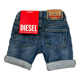 Diesel Bermuda In Denim Tinta Unita Girovita Regolabile per Neonato K00362X BLU DIESEL 