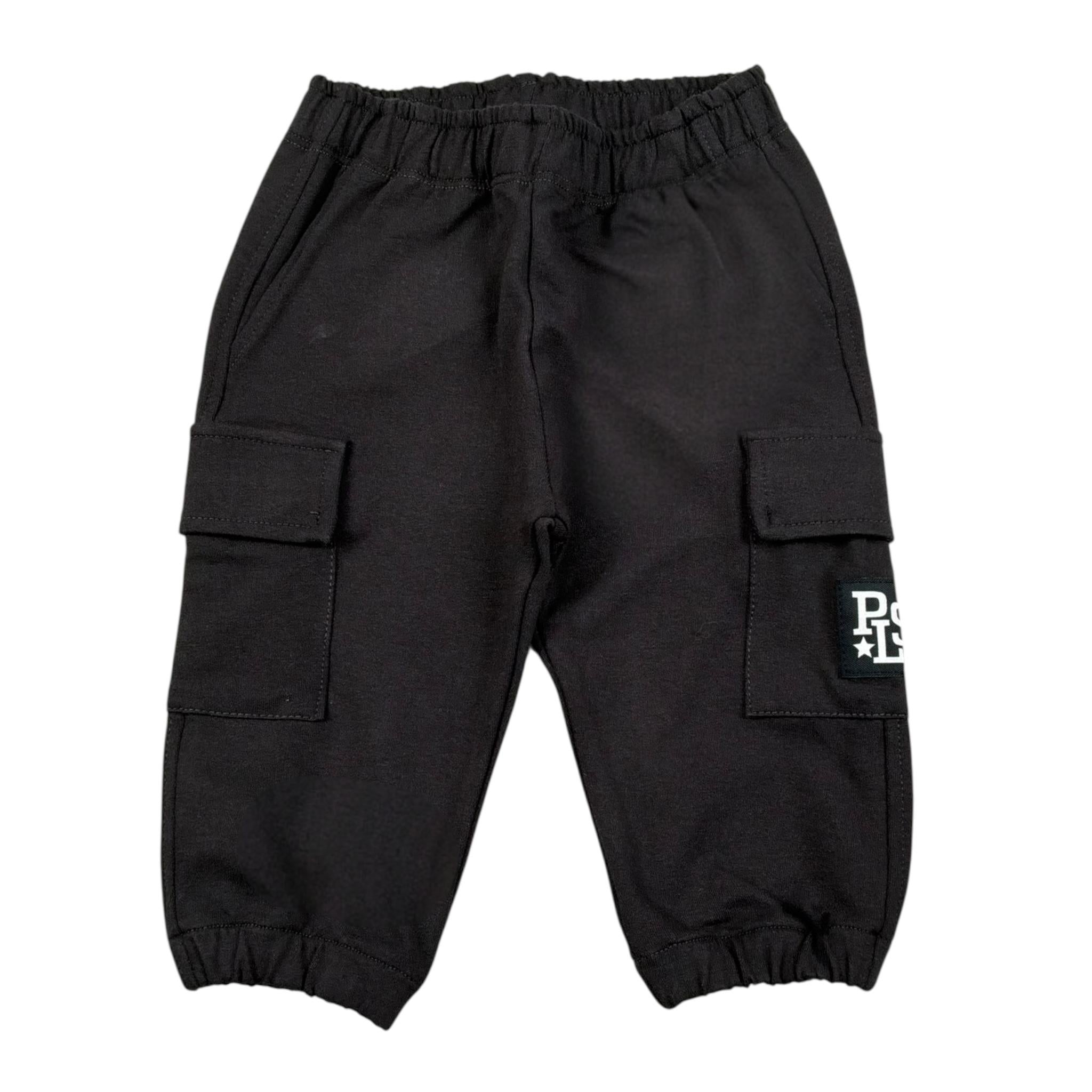 Please Pantalone Tinta Unita con Elastico In Vita per Neonato FJ19042B71 NERO PLEASE 